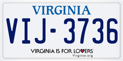 VA license plate VIJ3736
