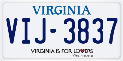 VA license plate VIJ3837
