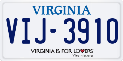 VA license plate VIJ3910