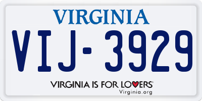 VA license plate VIJ3929