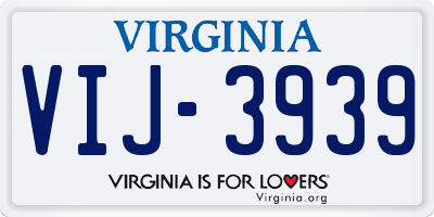 VA license plate VIJ3939