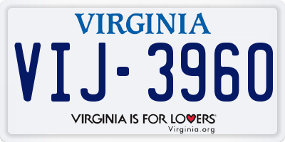 VA license plate VIJ3960