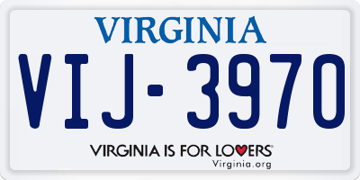 VA license plate VIJ3970