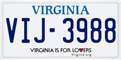 VA license plate VIJ3988