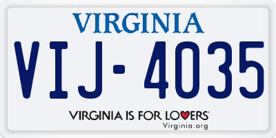 VA license plate VIJ4035