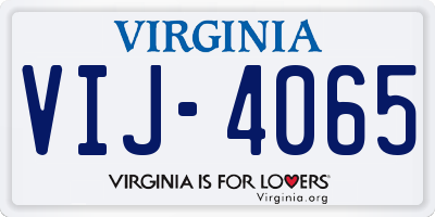 VA license plate VIJ4065