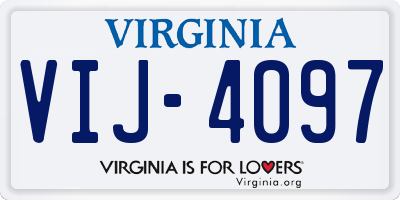 VA license plate VIJ4097