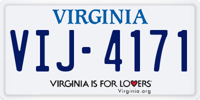 VA license plate VIJ4171