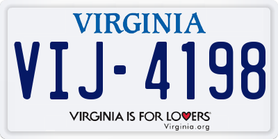 VA license plate VIJ4198