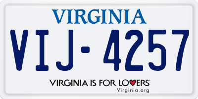 VA license plate VIJ4257