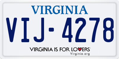 VA license plate VIJ4278