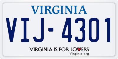 VA license plate VIJ4301