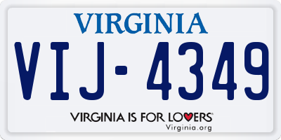 VA license plate VIJ4349
