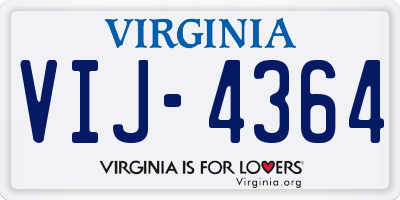 VA license plate VIJ4364