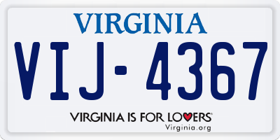 VA license plate VIJ4367