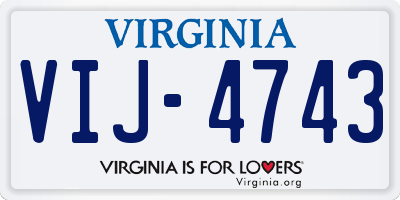 VA license plate VIJ4743