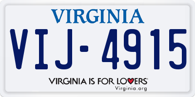 VA license plate VIJ4915