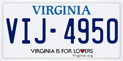 VA license plate VIJ4950