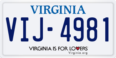 VA license plate VIJ4981