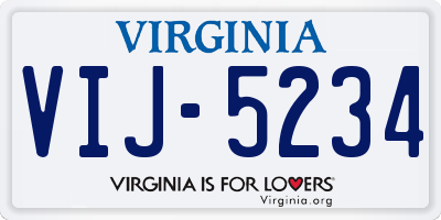 VA license plate VIJ5234