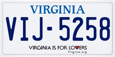 VA license plate VIJ5258