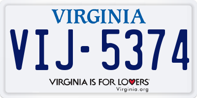 VA license plate VIJ5374