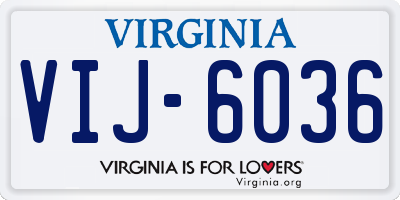 VA license plate VIJ6036