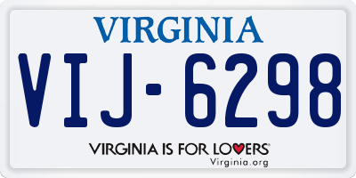 VA license plate VIJ6298
