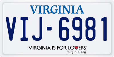 VA license plate VIJ6981