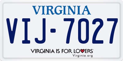 VA license plate VIJ7027
