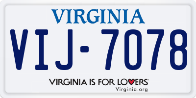 VA license plate VIJ7078