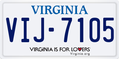 VA license plate VIJ7105