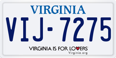 VA license plate VIJ7275