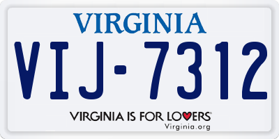 VA license plate VIJ7312