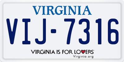VA license plate VIJ7316