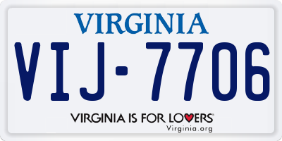 VA license plate VIJ7706