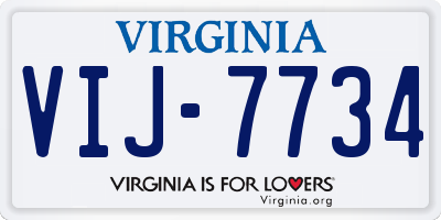 VA license plate VIJ7734