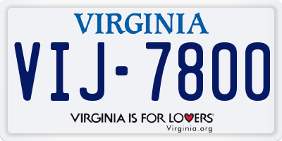 VA license plate VIJ7800