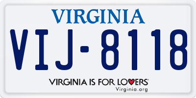 VA license plate VIJ8118