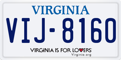 VA license plate VIJ8160