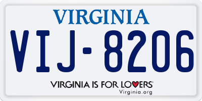 VA license plate VIJ8206