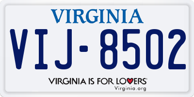 VA license plate VIJ8502