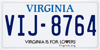 VA license plate VIJ8764
