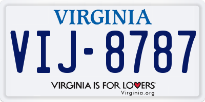VA license plate VIJ8787