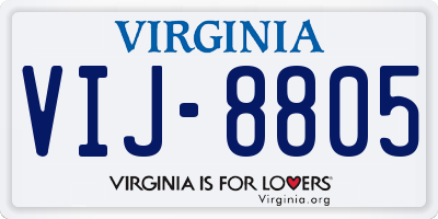 VA license plate VIJ8805