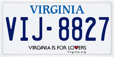 VA license plate VIJ8827