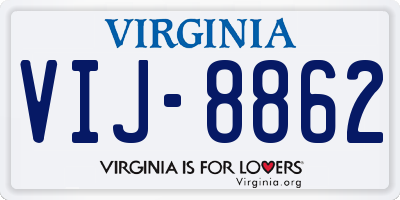 VA license plate VIJ8862