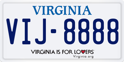 VA license plate VIJ8888