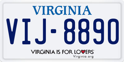 VA license plate VIJ8890