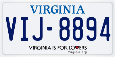 VA license plate VIJ8894